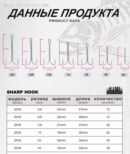 Hunthouse Double Hooks fishing hook long fishing stainless hook with soft lure sharp high carbon stee offset hook