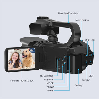 6K Professional Video Cameras for Photography 64MP Ultra HD 18X Digital Zoom Camcorders YouTube Live Streaming Vlog Recorder