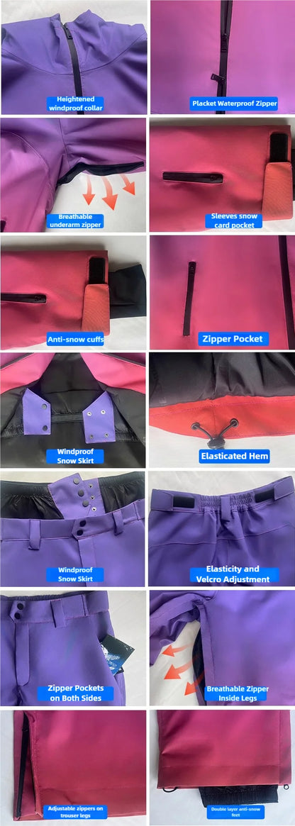 Winter Couple Skiing Suites New Warm Woman Snow Set Outdoor Ski Sport Suit Men Windproof Snowboard Tracksuit Loose Snow Clothing