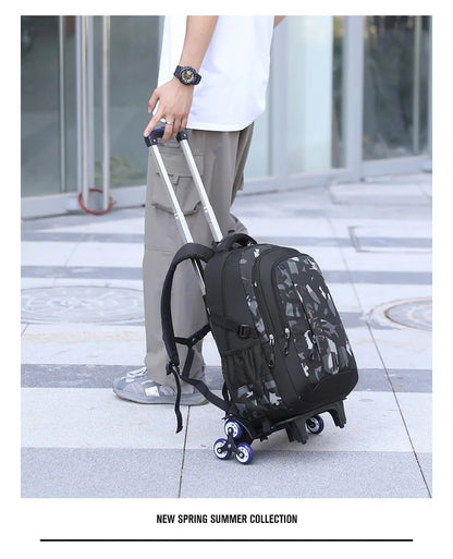 School Rolling backpack bag School Bags with wheels Student wheeled Backpacks for boys Children School Trolley Bag Waterproof