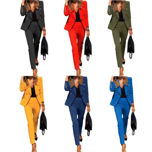 Office Pants Set Elegant Women's Fashionable Western-Style Suit High-End Business Attire Long-Pants Set For Special Occasion
