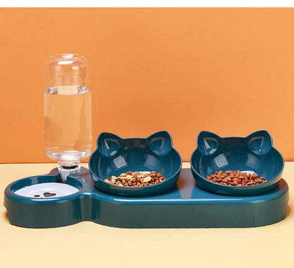 3 in 1 Cat Feeder Automatic Water Dispenser Double Bowl Pet Bowl for Small Dogs Cats Pet Food Container Cat Accessories
