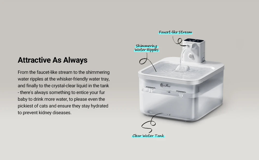 DownyPaws 2.5L Wireless Cat Water Fountain Battery Operated Automatic Pet Water Fountain with Motion Sensor Dog Water Dispenser