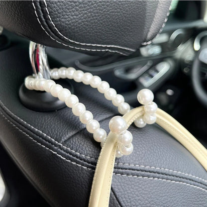 Car Rear Seat Hook White Pearl Hanger Car Hook Half Open Design Auto Hook Stainless Steel Car Seat Headrest Hook Car Accessories