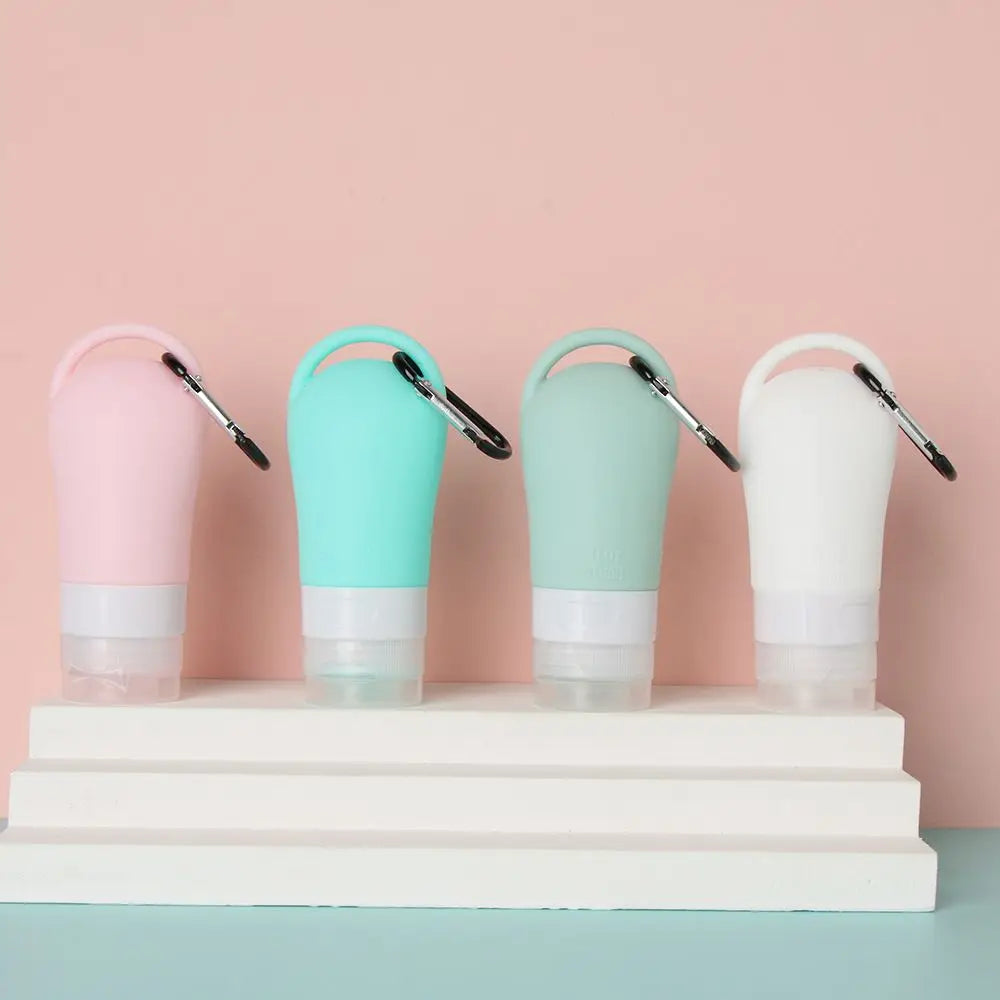 Travel Bottle Leakproof Silicone Refillable Squeezable Travel Tube with Keychain Hook for Cosmetic Toiletry Shampoo