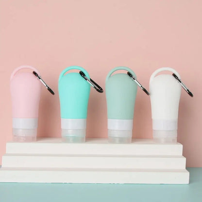 Travel Bottle Leakproof Silicone Refillable Squeezable Travel Tube with Keychain Hook for Cosmetic Toiletry Shampoo