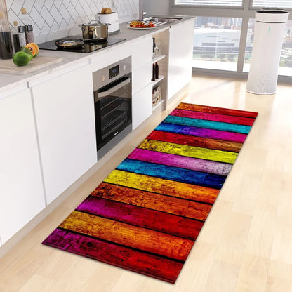 VIKAMA Retro Creative Wooden Long Floor Mats Modern Chinese Kitchen Carpet Bathroom Floor Mats Hallway Floor Mats Home Decor