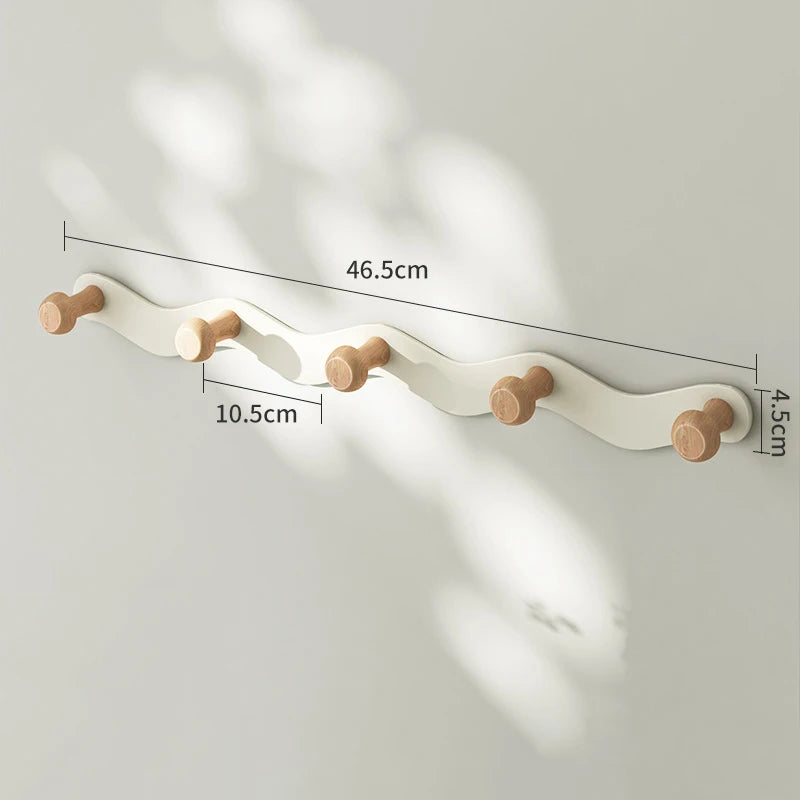 Wave Shaped Door Hook Bedroom Door Back Hanging Hanger Living Room Key Coat Hook Punch-Free Wall Mounted Wooden Hooks Wall Decor