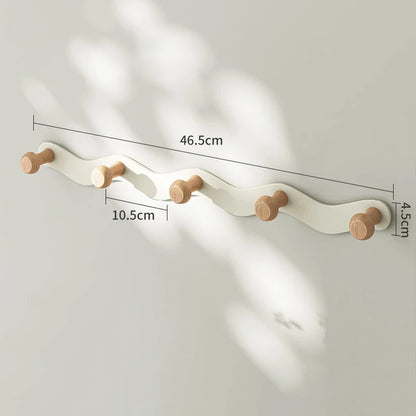 Wave Shaped Door Hook Bedroom Door Back Hanging Hanger Living Room Key Coat Hook Punch-Free Wall Mounted Wooden Hooks Wall Decor