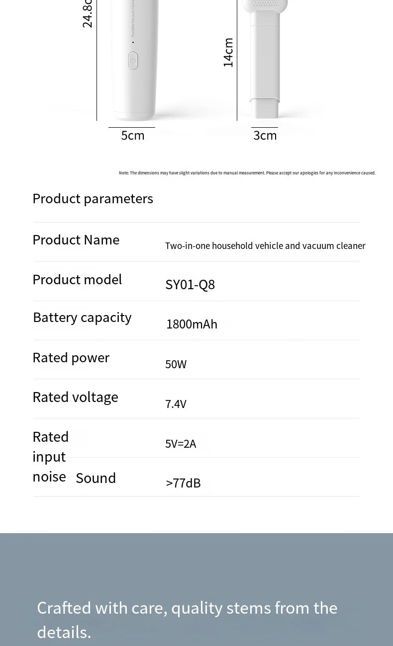 Vacuum Cleaner Mini Car Cleaning Powerful Suction Handheld Car Vacuum Cleaner Rechargeable for Car and Home Auto Vacuum Cleaner