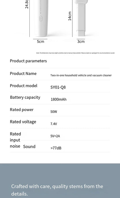 Vacuum Cleaner Mini Car Cleaning Powerful Suction Handheld Car Vacuum Cleaner Rechargeable for Car and Home Auto Vacuum Cleaner