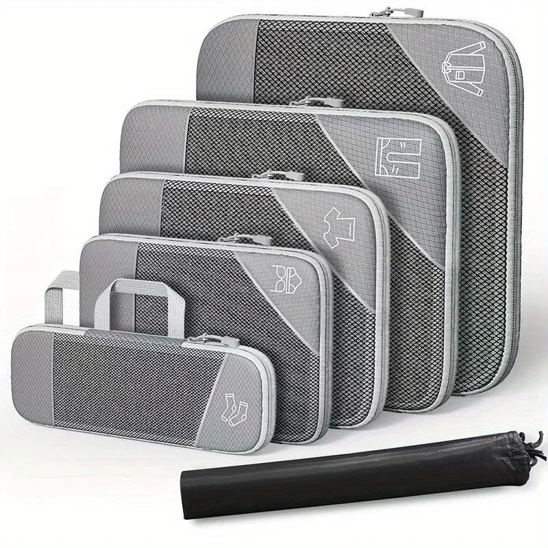 Compression Packing Cubes Set Mesh Travel Organizers for Luggage Suitcase Lightweight  Storage Bags with SeeThrough Panel