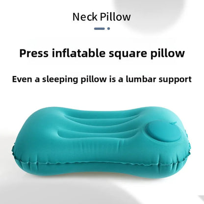 1Pcs 43×28×10cm Portable Press Inflatable Pillow Outdoor Travel Pillow Ultra Soft Comfortable Car Pillow for Neck&Lumbar Support