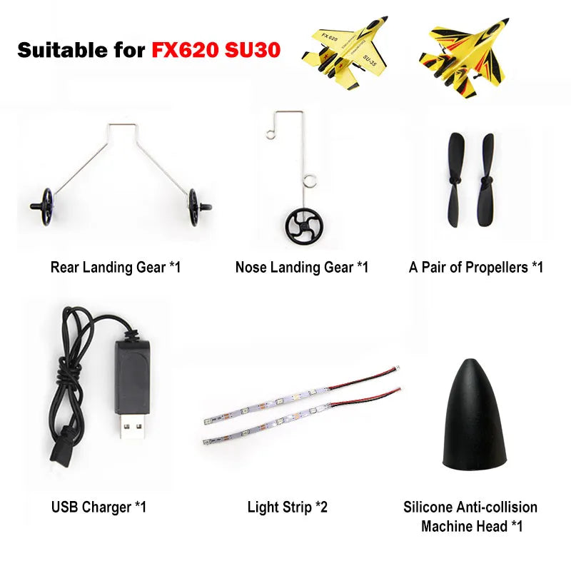 FX620 SU35 SU30 RC Plane Spare Parts Accessories Propeller Blade / Landing Gear / Landing Seat / Battery / Charger