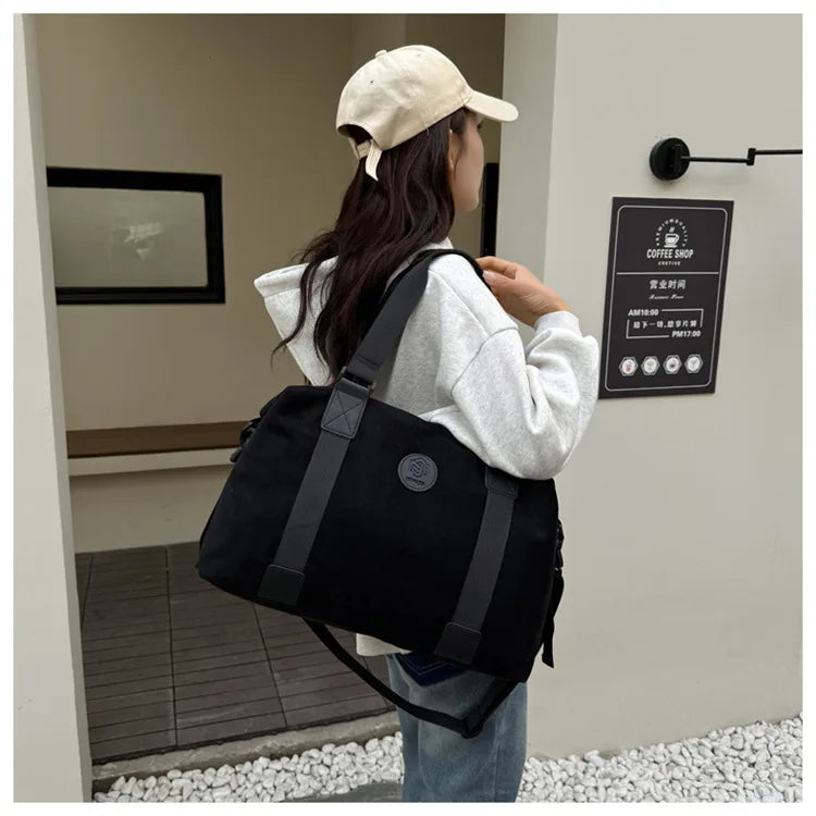 Men's Large Capacity Fashionable Short Distance Travel Totes New Suede Travel Handbag Women's Portable Sports and Fitness Bag