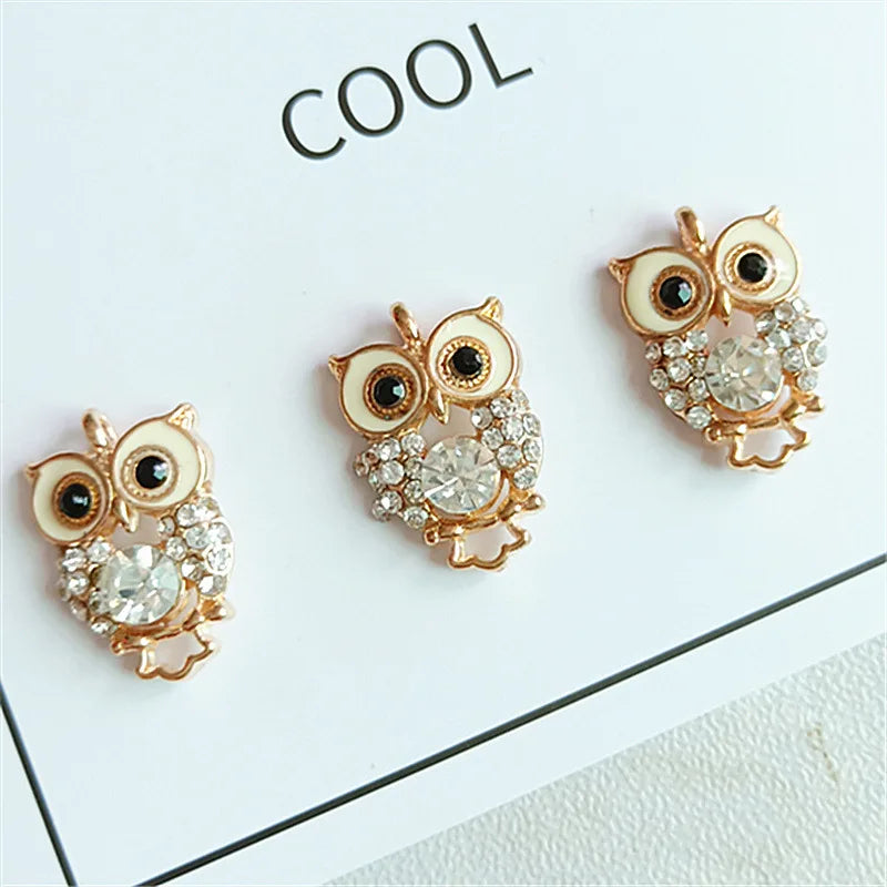 10 PCS Gold Exquisite Owl Clothing Accessories DIY Accessories Pendant Bracelet Pendant Accessories