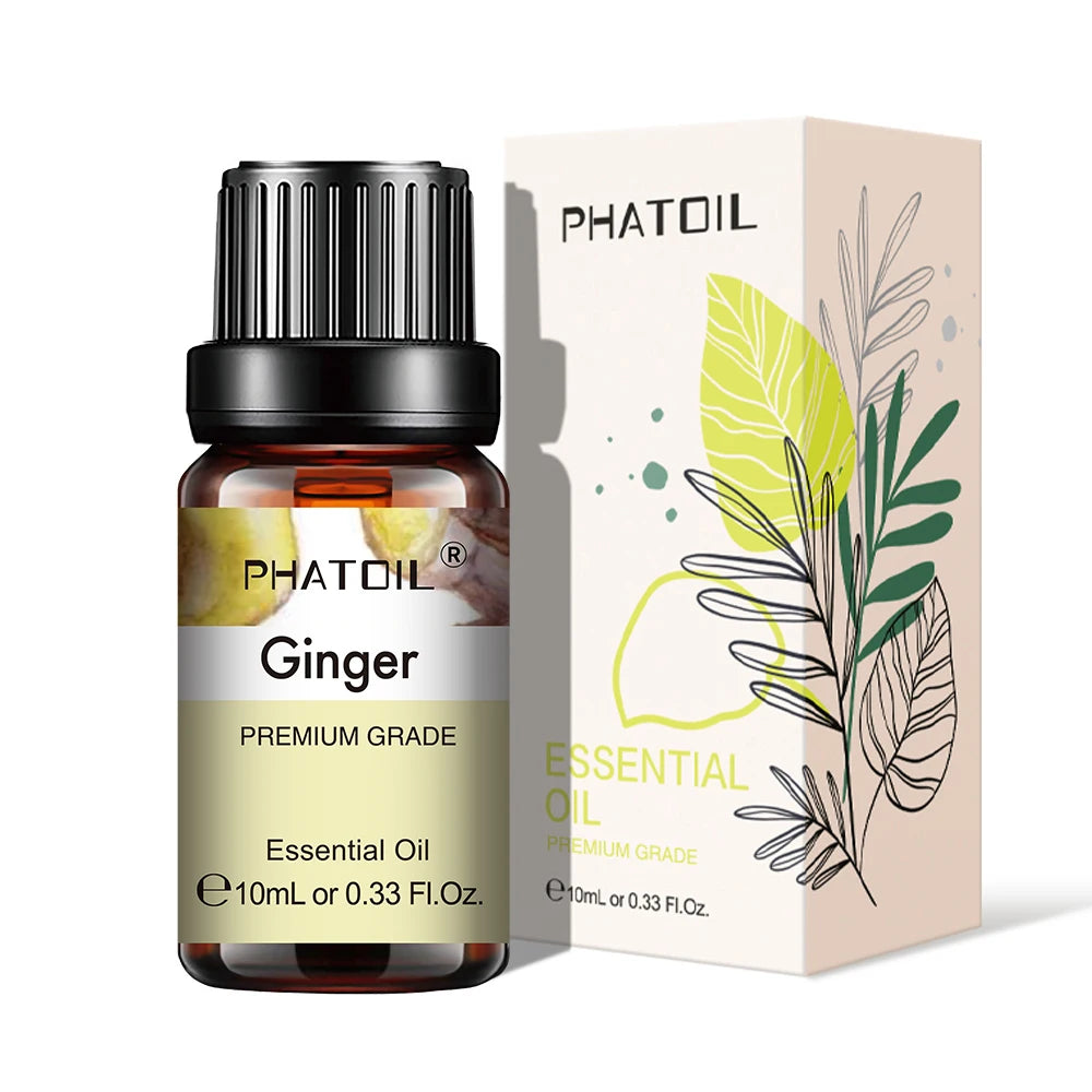 PHATOIL Natural Plant Essential Oil 10ml Eucalyptus Rose Lemon Bergamot Vanilla Peppermint 1PCS Aroma Essential Oil For Diffuser