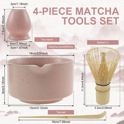 5Pcs Matcha Set Elegant Matcha Tea Set Includes Matcha Bowl Matcha Whisk Holder Bamboo Matcha Whisk and Scoop for Tea Lovers