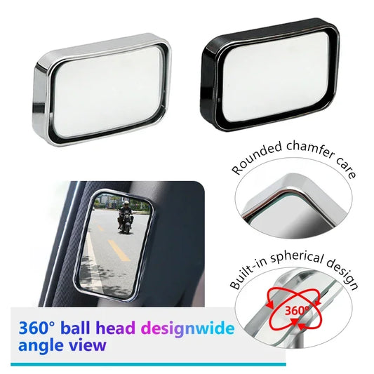2Pcs Car Convex HD Mirror for Back Passenger Adjustable Self-Adhesive Blind Spot Rear View Mirror Wide Angle Rearview Mirror