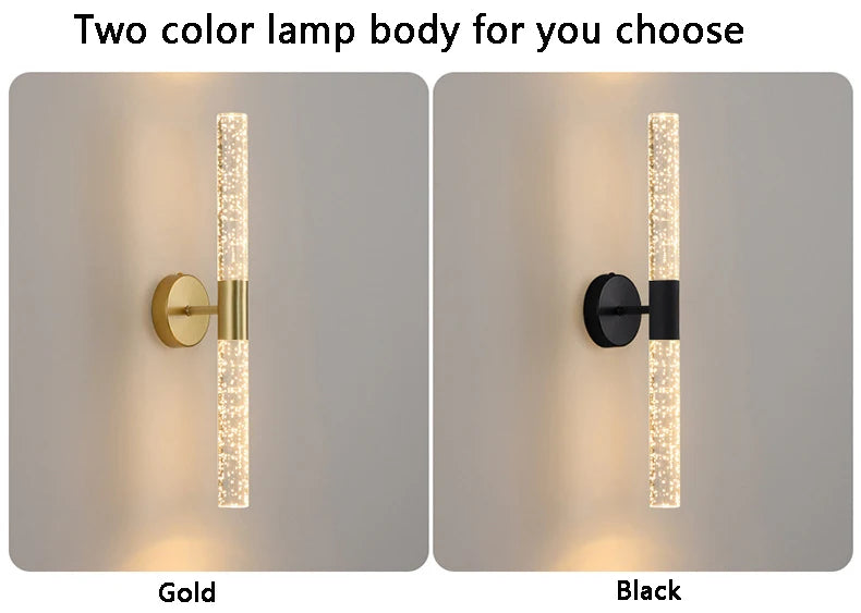 LED Light Modern Wall Light Bedroom Bedside Living Room Wall Lamp Crystal Rod Nordic Aisle Corridor Interior Lighting Fixture