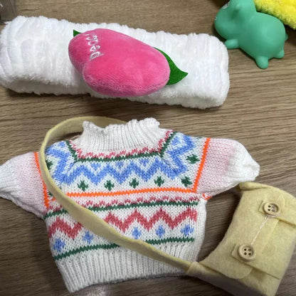 1set Clothes Suit Exquisite Soft Knitted Sweater DIY Accessories For 30cm Kawaii Yellow Duck Lalafanfan Plush Toys Stuffed Dolls