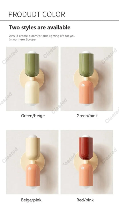 LED Wall Lamp Modern Simple Cream Double Head Light for Living Room Bedroom Besides Study Interior Decoration Fixture