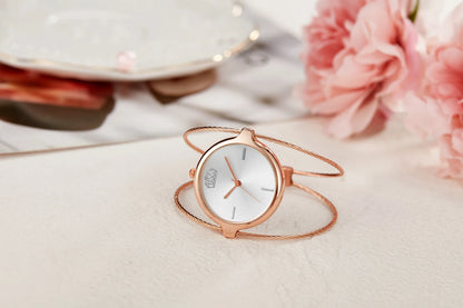 Fashion casual ladies quartz watch, round bracelet watch, elegant alloy ladies watch, quartz watch.