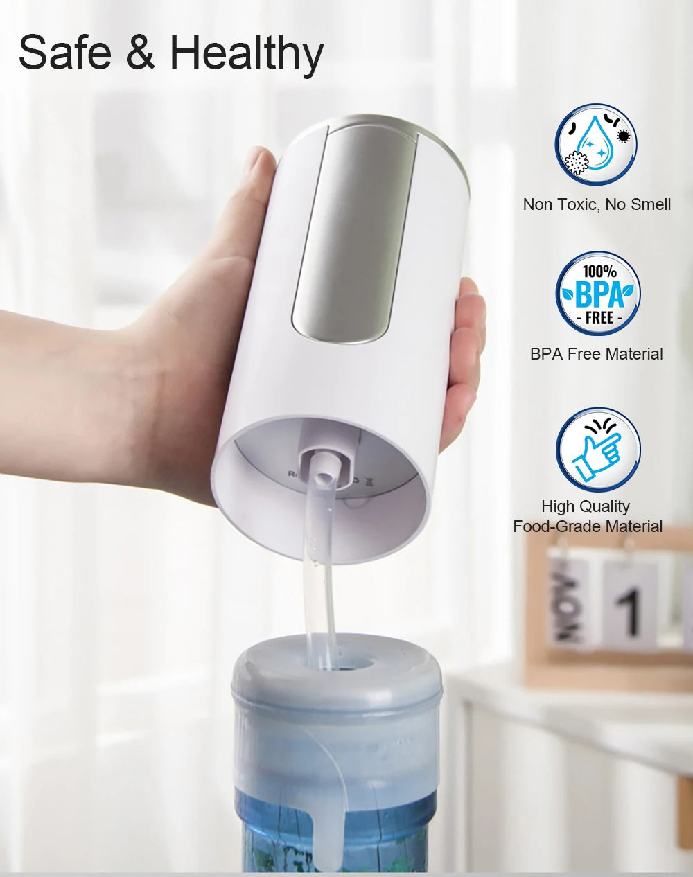 Electric Water Gallon Bottle Pump Foldable Automatic Water Dispenser 19 Liters Bottle Rechargeable Desktop Drinking Water Pump