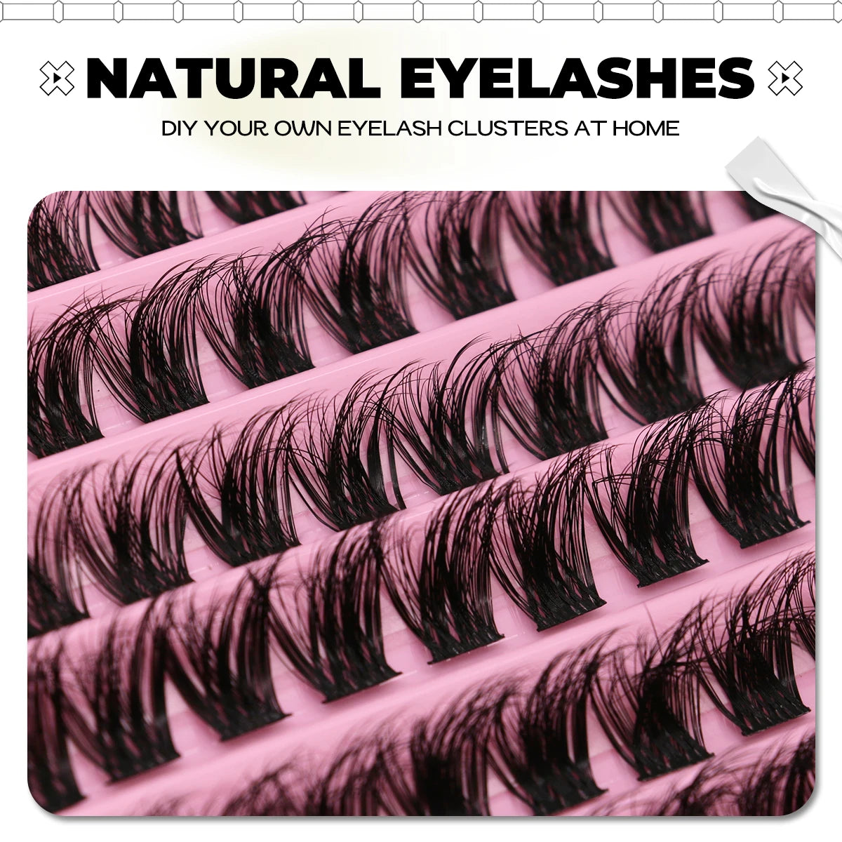 GROINNEYA DIY Lash Extension Kit Lash Clusters With Waterproof Strong Hold Lash Bond And Seal And Eyelash Tweezers Lash Cluster