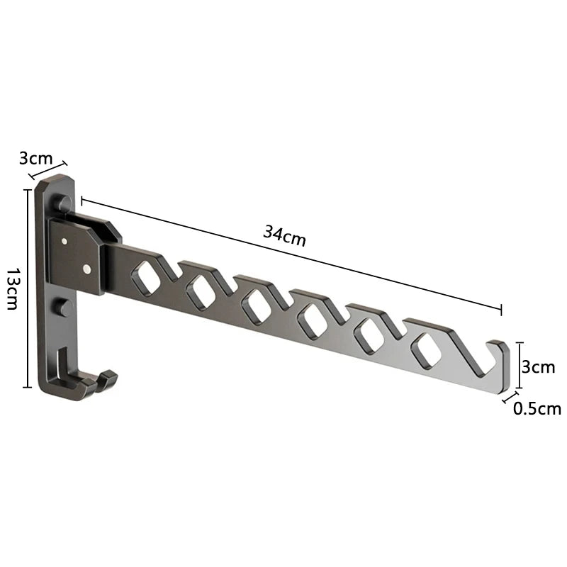 Wall Mounted Clothes Hanger No Punching Folding Drying Racks Collapsible Multi-Purpose Clothes Drying Rack Bathroom Space Saving