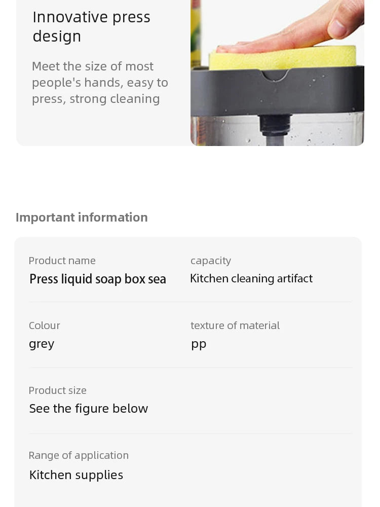 Kitchen Detergent Press Portable Soap Dispenser Pak Clean Cloth Dishwashing Pot Soap Dispenser Cleaning Tool