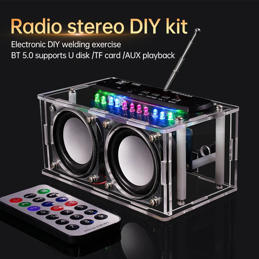 87.5-108MHZ FM Radio Stereo DIY Kit Amplifier Bluetooth Speaker Spectrum Electronic Fabrication DIY Electronic Kit