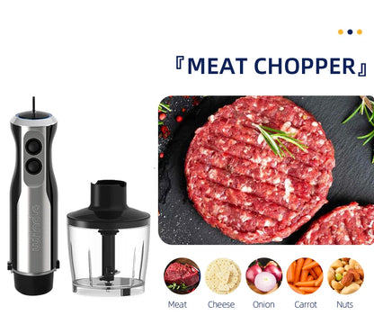 Wancle 1000W Immersion Hand Blender 4 in 1 Powerful Stick Blender Mixer 16 Speeds Adjustable for Protein Shakes Whipped Cream
