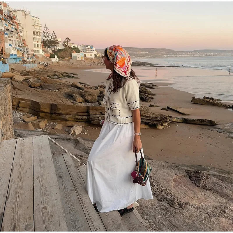 Elegant Unique Button Women's Cardigan Casual O-neck Knitted Single Breasted Sleeveless Blouse Female Summer Lady Office Wears