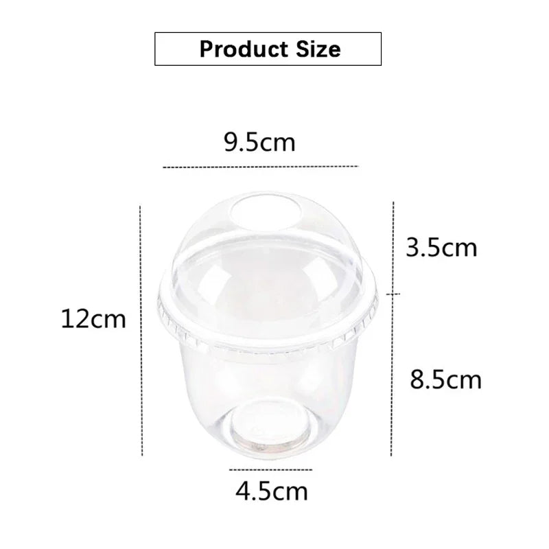 50pcs 360ml Disposable Plastic Cups With Lid Transparent Salad Cup DIY Dessert Bowl Container For Bar Cafe Home Party Supplies