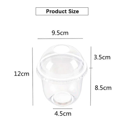 50pcs 360ml Disposable Plastic Cups With Lid Transparent Salad Cup DIY Dessert Bowl Container For Bar Cafe Home Party Supplies