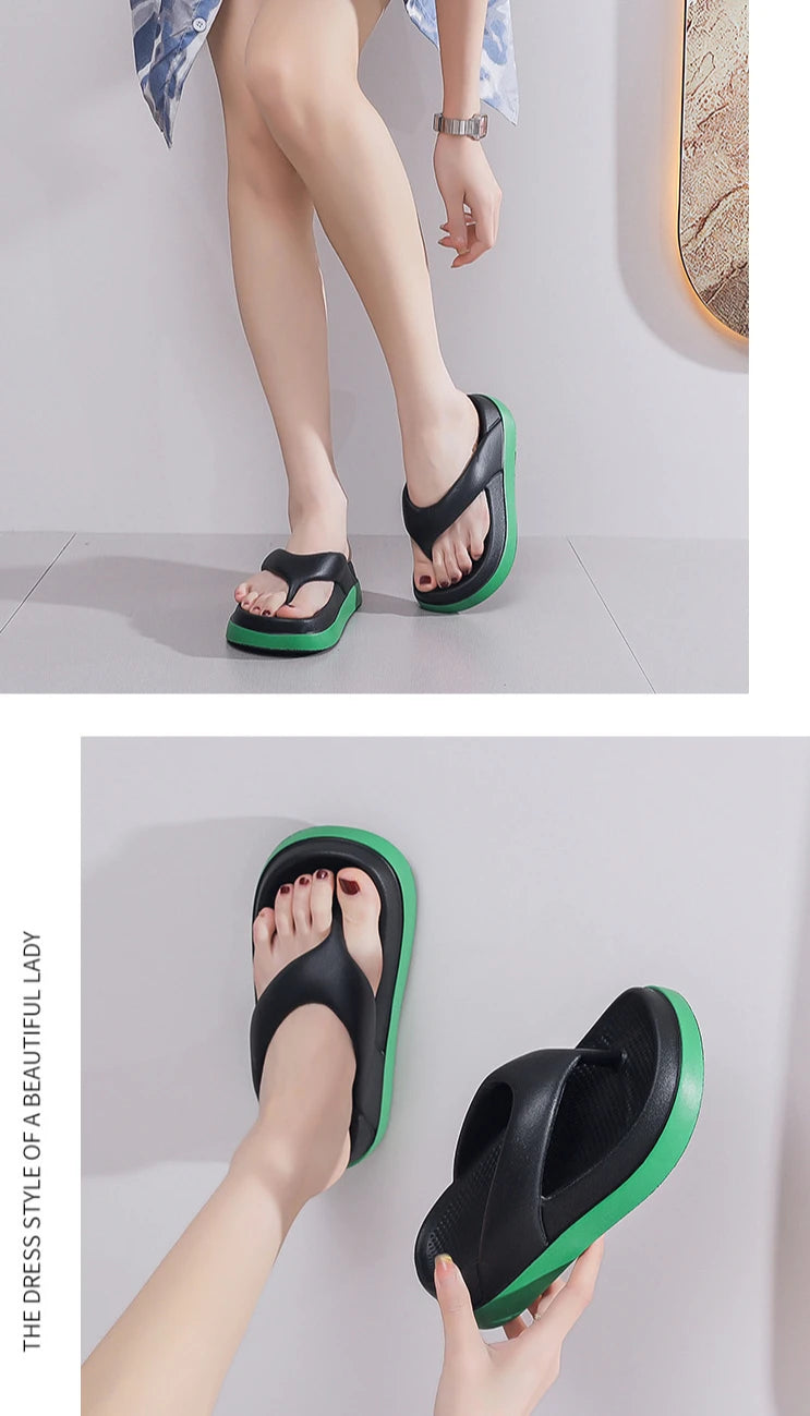 Woman Flip Flops Popular Design Shoes 2025 Trend Platform Casual Sandals Outdoor Non-slip Slippers Unique Features Flat Sandals