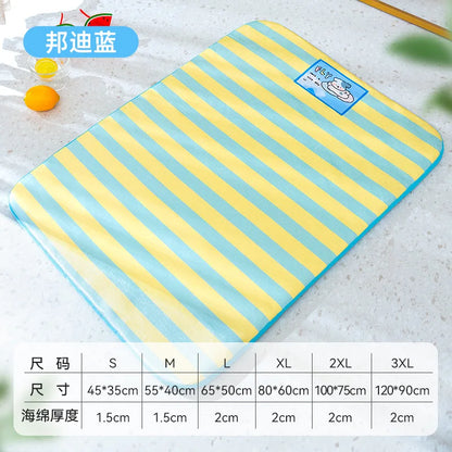 Summer dog cartoon striped ice silk mat, cat cooling mat, cooling cat bed, cooling bed, dog bed, pet bed