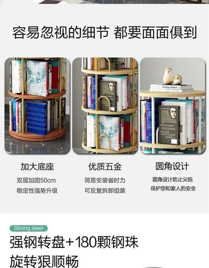 Modern Closet Bookcase Organizer Cabinet Display Rotating Bookcase Magazine Shelves Estante Para Livros Minimalist Furnitures