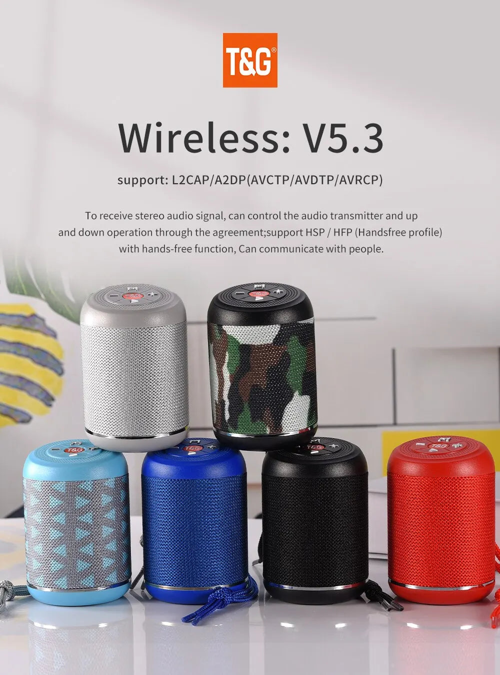 Bluetooth Speaker TG517 Portable Mini Wireless Soundbar for Outdoor Indoor Loudspeaker Support TF Card FM Radio IPX5 Waterproof