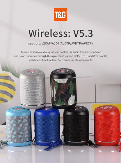 Bluetooth Speaker TG517 Portable Mini Wireless Soundbar for Outdoor Indoor Loudspeaker Support TF Card FM Radio IPX5 Waterproof