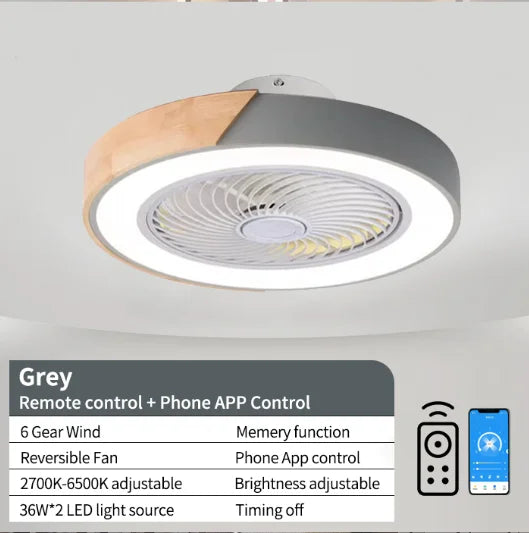 Smart Ceiling Fans With Light For Living Room Dining Room Blades Reversible 6 Speeds 52CM Fans Lighting 110V/220V