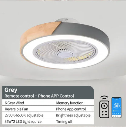 Smart Ceiling Fans With Light For Living Room Dining Room Blades Reversible 6 Speeds 52CM Fans Lighting 110V/220V