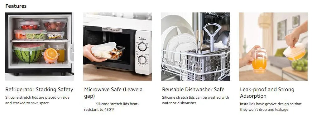 Silicone Stretch Food Covers Kitchen Fresh-keeping Lids Food Caps Elastic Expandable Microwave Airtight Plastic Wrap