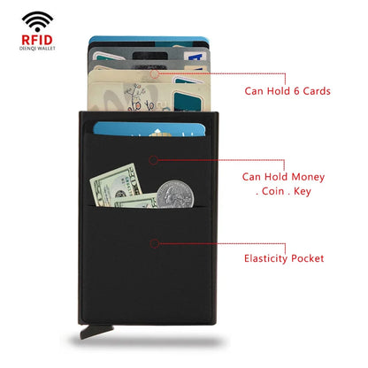 Rfid Blocking Pop Up Credit Card Holder Thin Mini Minimalist Slim Wallets Metal Cardholer Case Wallet for Men Carteras Choice