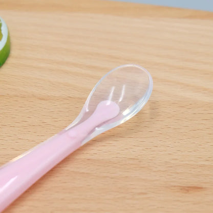Baby Silicone Soft Spoon Training Feeding Spoons With Box Tableware for Children kid Infants Sensing Solid feeding Cutlery 1 Set