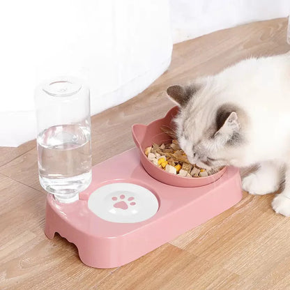Pet feeding double bowl, automatic water dispenser, convenient, suitable for feeding cats and dogs