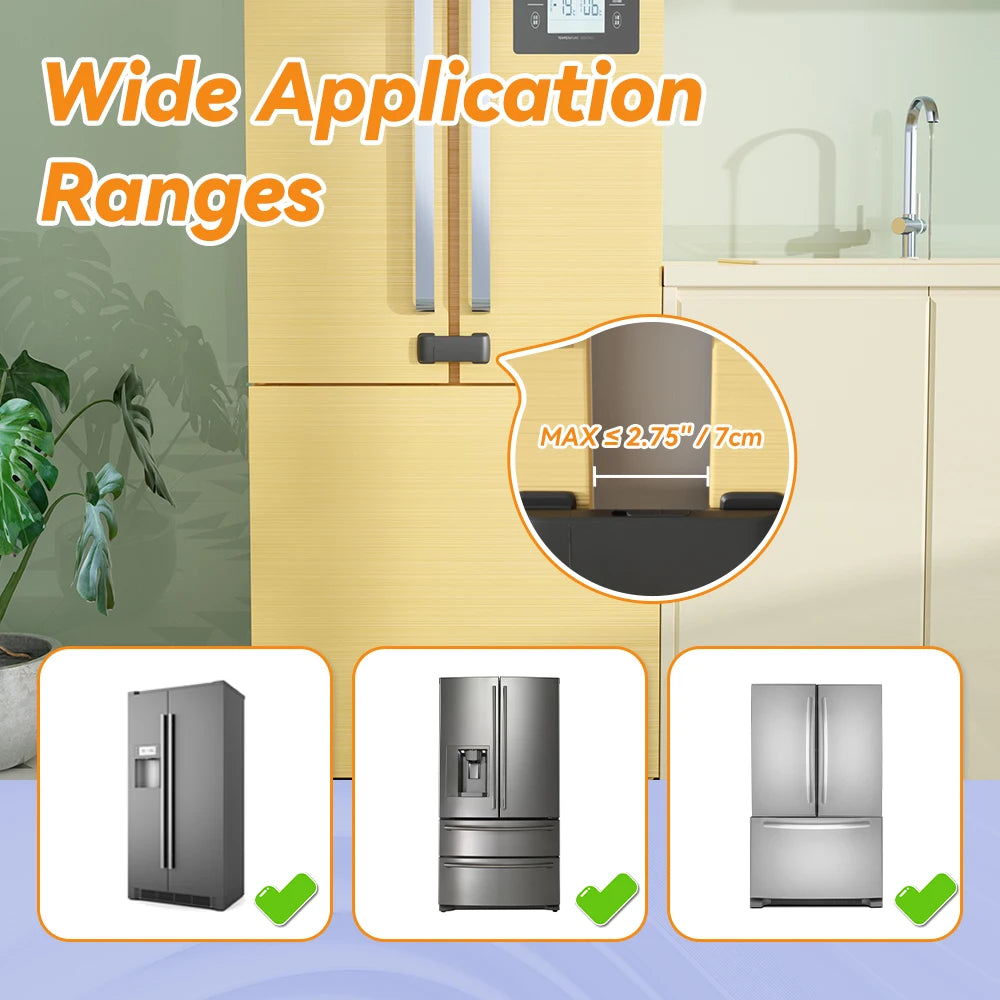 SAFELON 2 Pcs Baby Safety French Fridge Door Lock, Childproof Double Door Refrigerator Lock, Cabinet Cupboard Lock for Toddlers