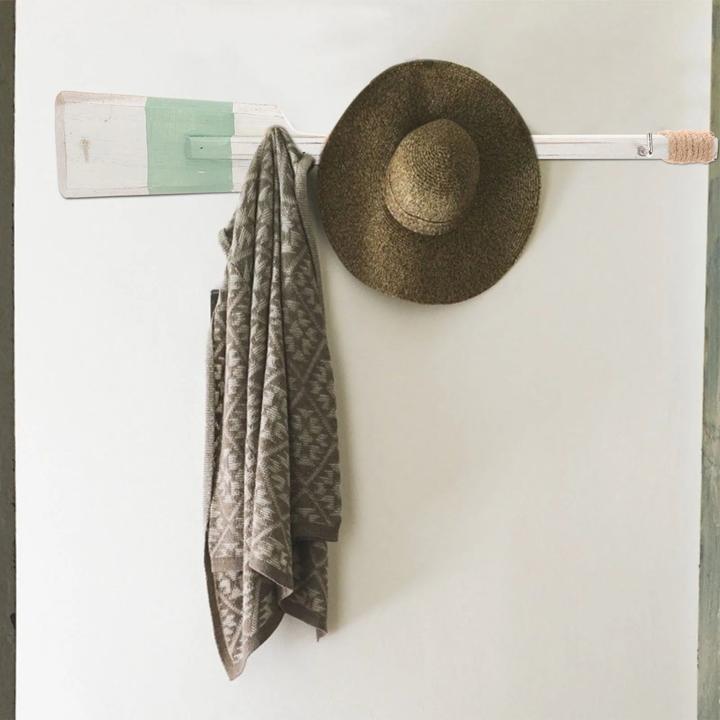 Hooks Wall Hook Wooden Nautical Hanger Decor Mediterranean Paddle Oar Rack Coat Decorative Hat Hanging Style Beach Boat Ornament