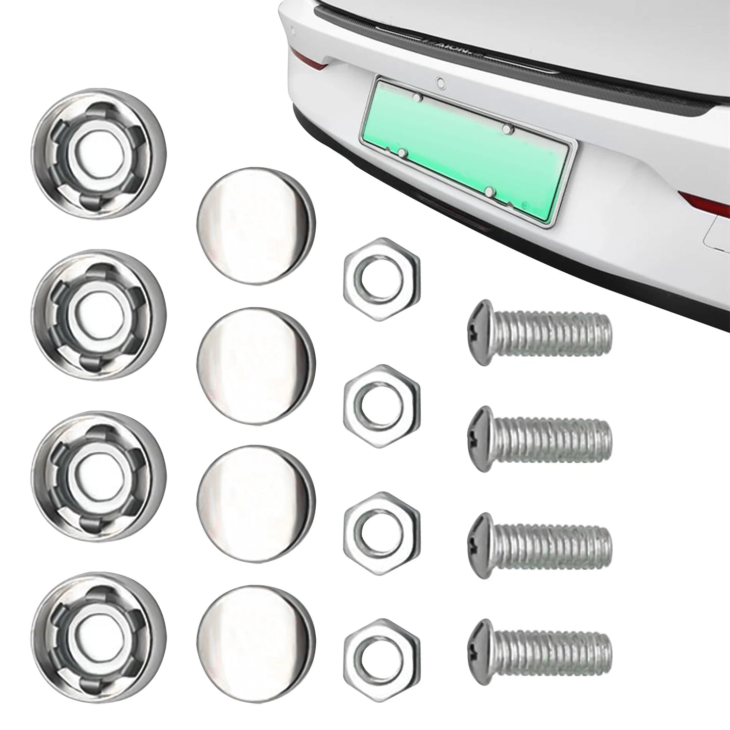 4Pcs Stainless Steel License Plate Security Screws Kit for Fastening Frame License Plate Cover Security Bolts